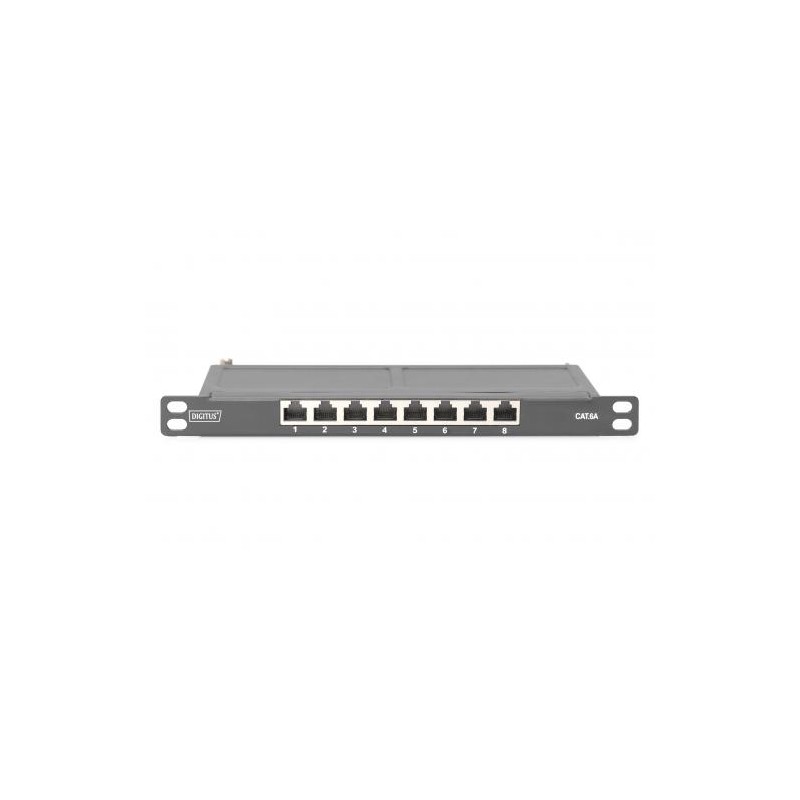 Propojovací panel DIGITUS CAT 6A, stíněný, 8portový, 0,5U, 10 ", černý