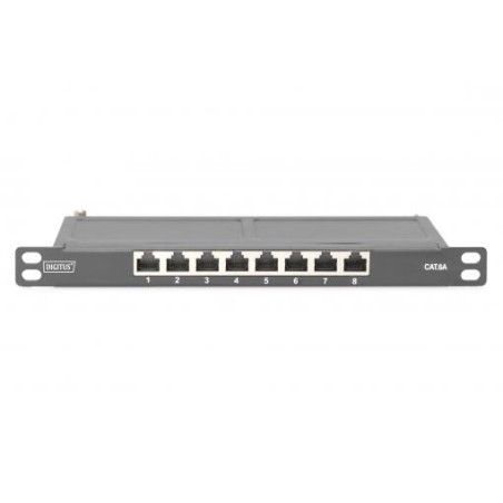 Propojovací panel DIGITUS CAT 6A, stíněný, 8portový, 0,5U, 10 ", černý