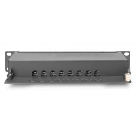 DIGITUS Patch panel CAT 6A, stíněný, 8portový 1U, 10 "montáž do stojanu, černá RAL 9005
