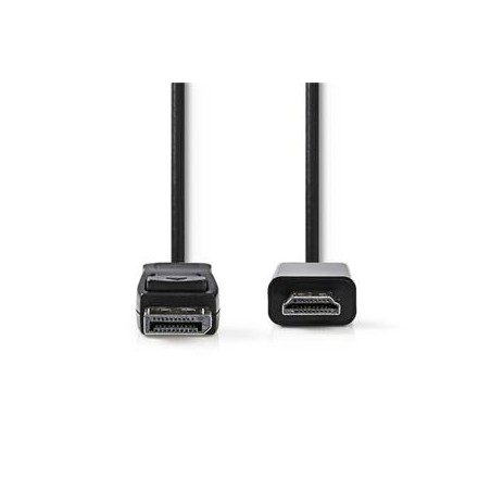 Nedis CCGB37100BK20 - DisplayPort - HDMI Kabel | DisplayPort Zástrčka - HDMI Konektor |4K@30Hz|2 m| Černá barva