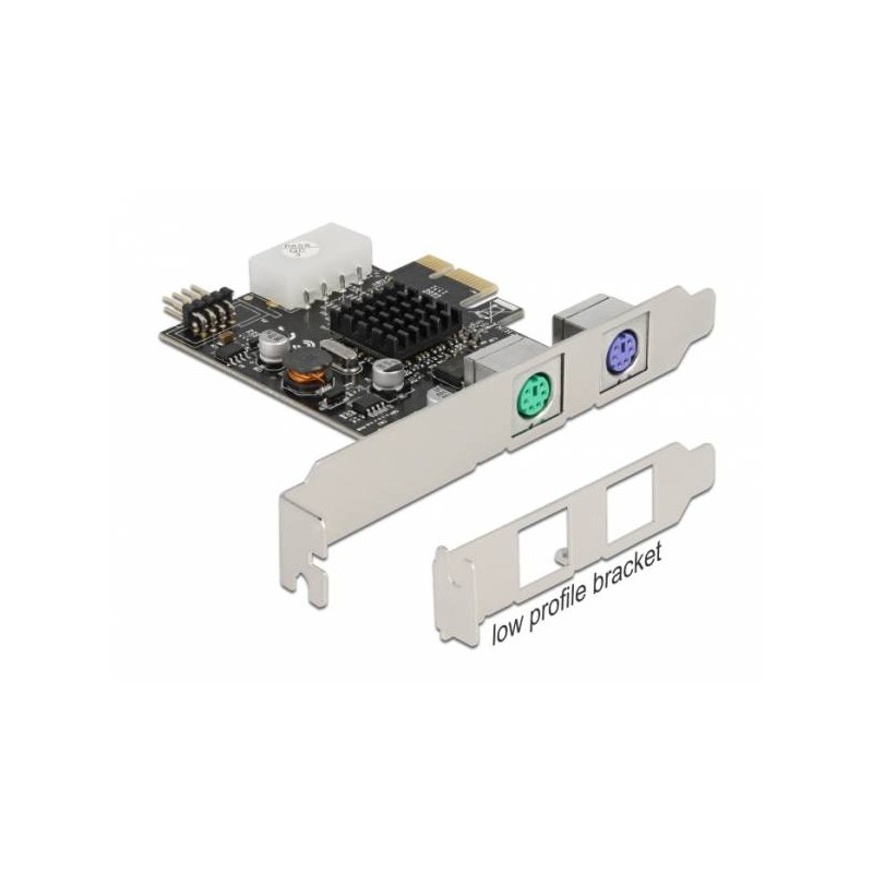 Delock PCI Express x1 Karta na 2 PS/2 a USB pinový konektor - Low Profile