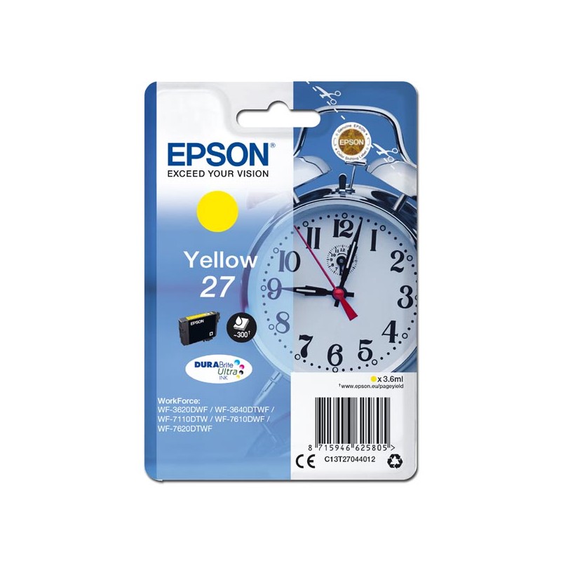 EPSON ink bar Singlepack "Budík" Yellow 27 DURABrite Ultra Ink