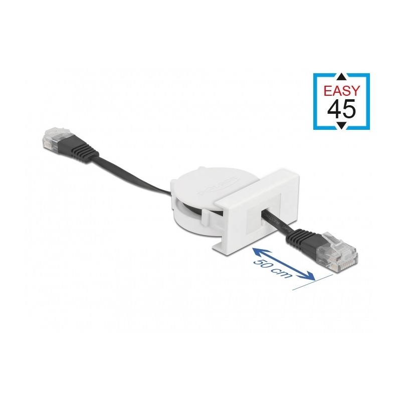 Delock Zatažitelný síťový kabel modulu Easy 45, RJ45, Cat.5e, černý