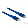 Delock Datový a nabíjecí kabel USB Type-C na Lightning pro iPhone, iPad a iPod modrý 1 m MFi