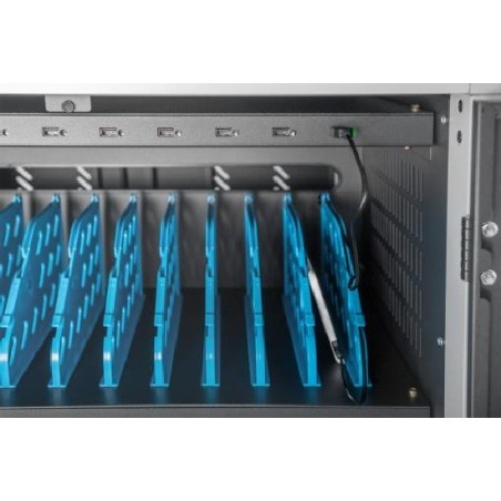 Digitus Nabíjecí vozík pro notebooky a tablety, 30 nabíjecích základen, vhodné až pro 15,6 " zařízení vč. USB, PDU, ventilá