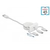 Delock Zatažitelný kabel modulu Easy 45 USB 2.0 typu 3 v 1 z USB Typu-A na USB-C, Micro USB a Lightning, bílý