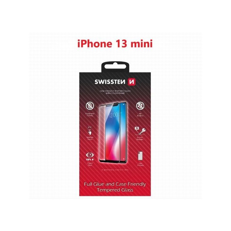 SWISSTEN OCHRANNÉ SKLO CASE FRIENDLY APPLE IPHONE 13 mini ČERNÉ
