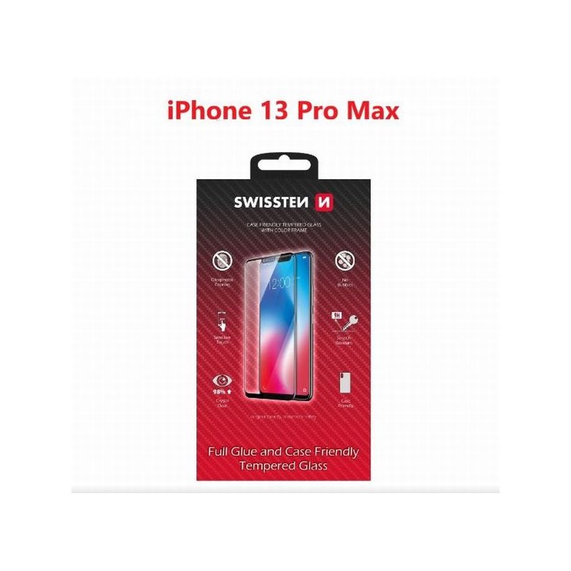 SWISSTEN OCHRANNÉ SKLO CASE FRIENDLY APPLE IPHONE 13 Pro Max ČERNÉ