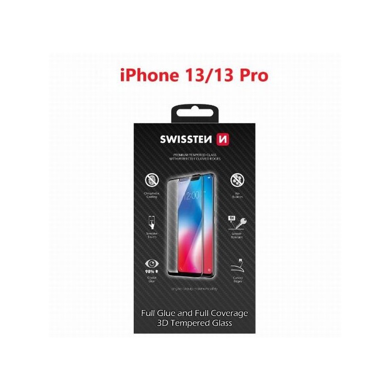 SWISSTEN OCHRANNÉ SKLO ULTRA DURABLE 3D APPLE IPHONE 13/13 Pro ČERNÉ
