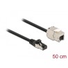 Delock Kabel ze zástrčky RJ45 na zásuvku RJ45 modulu Keystone, Cat.6A, délka 50 cm, černý