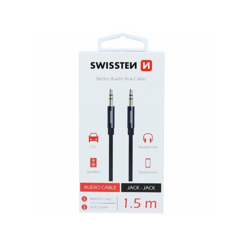 Swissten Audio Kabel Textile Jack - Jack 1,5 M černý