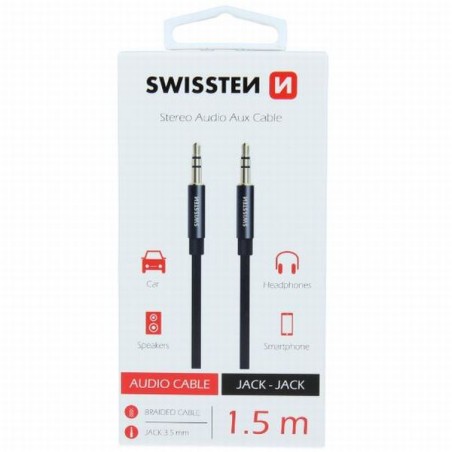 Swissten Audio Kabel Textile Jack - Jack 1,5 M černý