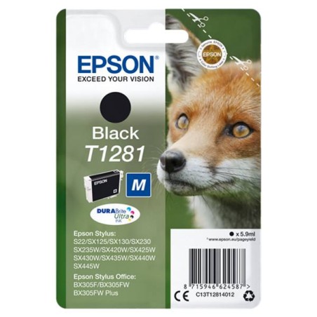 EPSON ink čer Singlepack "Liška" Black T1281 DURABrite Ultra Ink (5,9 ml)