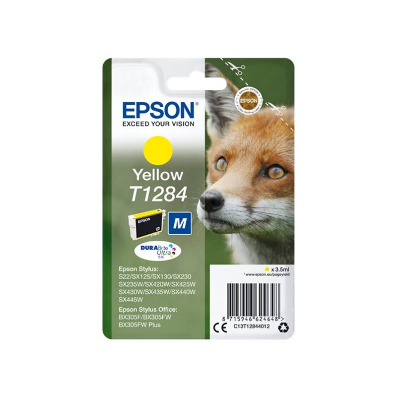 EPSON ink bar Singlepack "Liška" Yellow T1284 DURABrite Ultra Ink (3,5 ml)