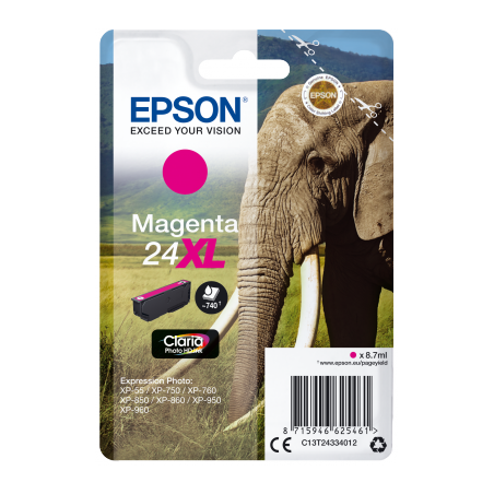 Epson Singlepack Magenta 24XL Claria Photo HD Ink