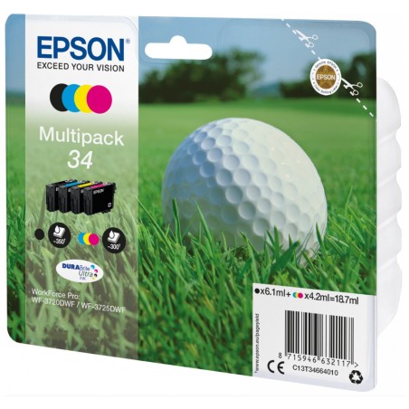 EPSON ink Multipack 4-colours "Golf" 34 DURABrite Ultra Ink, ČB 350, BAR 300 stran