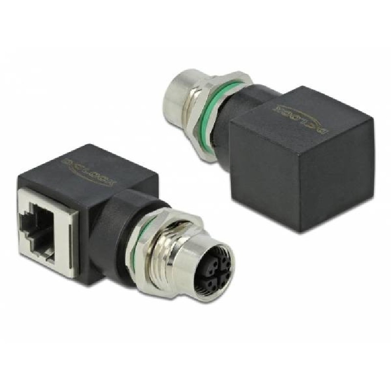 Delock Síťový adaptér M12, z osmipinové X-kódované zástrčky na konektor RJ45