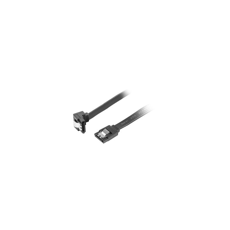 LANBERG SATA III datový kabel (6GB/S) F / F 50cm, úhlový, kovová západka, černý