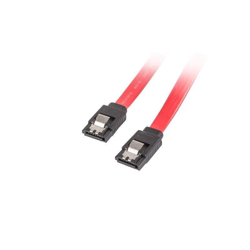 LANBERG SATA III datový kabel (6GB/S) F / F 50cm, kovová západka, červený