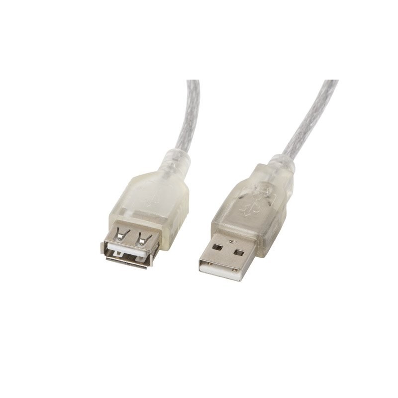 LANBERG USB-A M / F 2.0 kabel 1,8m, transparentní