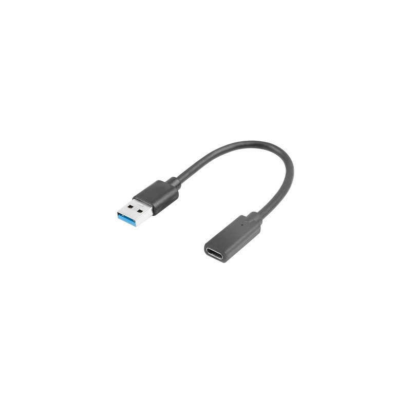 LANBERG kabel USB-C (F) 3.1 na USB-A (M) 15cm, černý