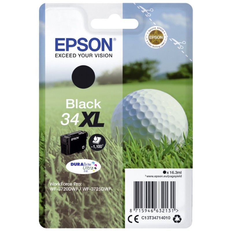 EPSON ink čer Singlepack "Golf" Black 34XL DURABrite Ultra Ink 16,3 ml. ČB 1100 stran