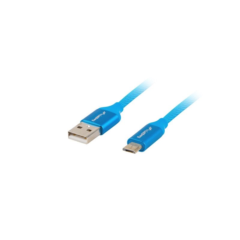 LANBERG Micro USB (M) na USB-A (M) 2.0 kabel 1m, modrý, rychlé nabíjení 3.0