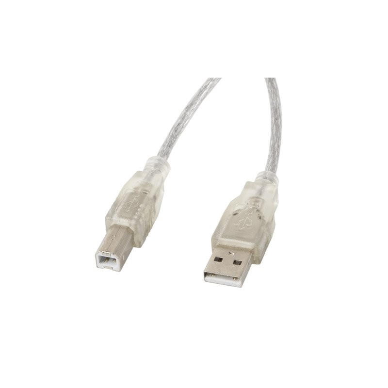 LANBERG USB-A (M) na USB-B (M) 2.0 kabel 3m, transparentní
