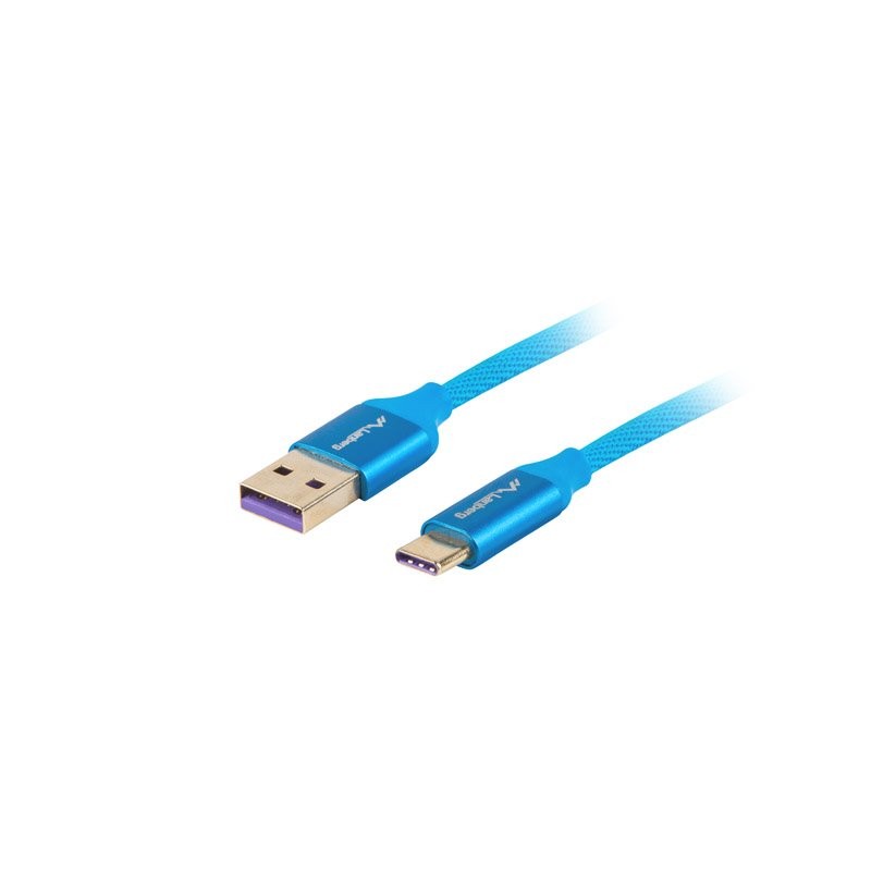 LANBERG USB-C (M) na USB-A (M) 2.0 kabel 1m, modrý, (Huawei 5A)