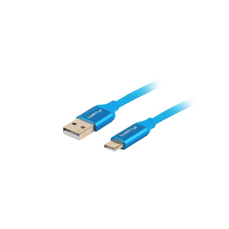 LANBERG USB-C (M) na USB-A (M) 2.0 kabel 1m, modrý, rychlé nabíjení 3.0