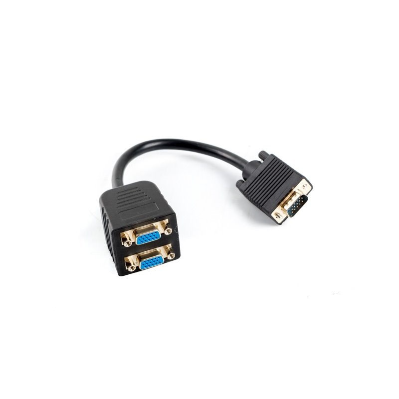 LANBERG adaptér VGA (M) na 2x VGA (F) kabel 20cm, černý