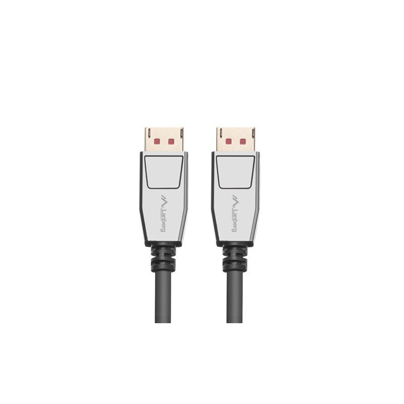 LANBERG připojovací kabel DisplayPort 1.4 M/M, 8K@60Hz, 5K@120Hz, délka 1,8m, černý, se západkou, zlacené konektory