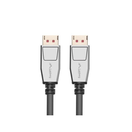 LANBERG připojovací kabel DisplayPort 1.4 M/M, 8K@60Hz, 5K@120Hz, délka 1,8m, černý, se západkou, zlacené konektory