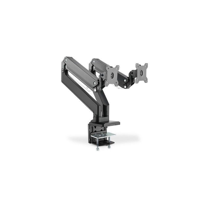 DIGITUS univerzální držák pro dva monitory s plynovou pružinou a svorkou VESA 75x100