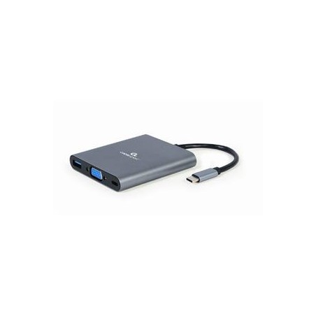 GEMBIRD CABLEXPERT Kabel USB-C 6-in-1 multi-port adapter (Hub3.1 + HDMI + VGA + PD + čtečka karet + stereo audio)