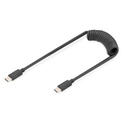 DIGITUS Kabel USB typu C na USB typ C Pružinový TPU USB 2.0, PD60W Max 1m