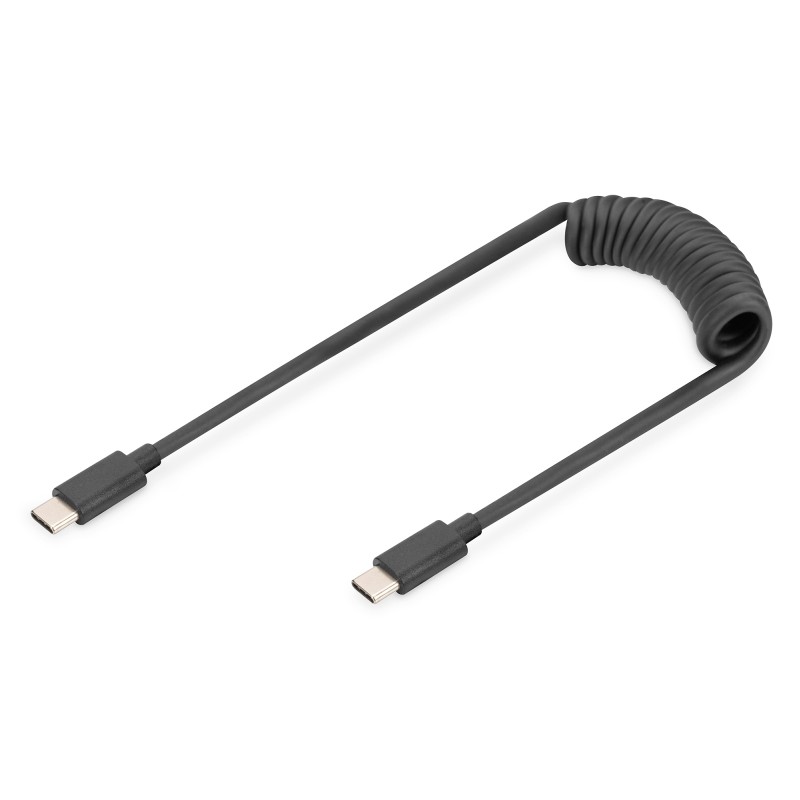 DIGITUS Kabel USB typu C na USB typ C Pružinový TPU USB 2.0, PD60W Max 1m
