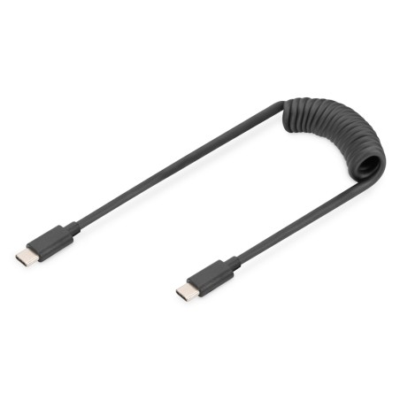 DIGITUS Kabel USB typu C na USB typ C Pružinový TPU USB 2.0, PD60W Max 1m