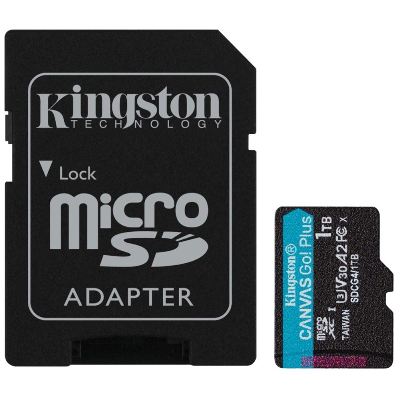 Kingston MicroSDXC karta 1TB Canvas Go! Plus, R:200/W:160MB/s, Class 10, UHS-I, U3, V30, A2 + Adaptér
