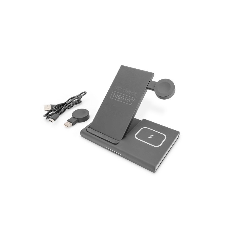 DIGITUS Nabíjecí stanice 3 v 1, bezdrátová pro Apple iWatch, Airpods, iPhone
