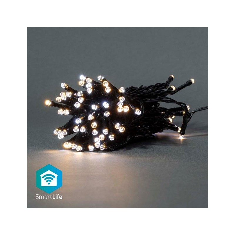 Nedis WIFILX02W50 SmartLife světelný řetěz | Tětiva | Wi-Fi | Teplé až chladné bílé | 50 LED's | 5.00 m | Android/IOS