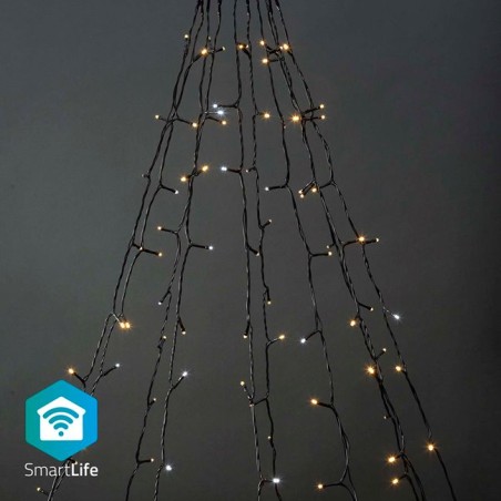 Nedis WIFILXT02W200 SmartLife světelný řetěz | Strom | Wi-Fi | Teplé až chladné bílé | 200 LED's | 10 x 2 m | Android/IO