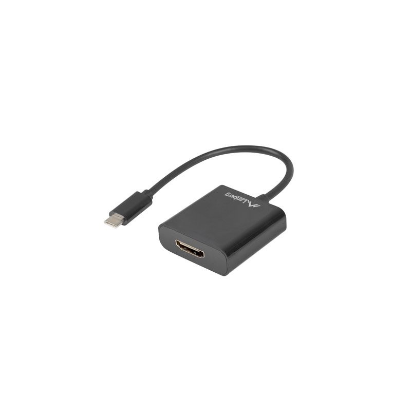 LANBERG USB-C(M) 3.1 na HDMI(F) adaptér kabel 15CM (Displayport ALT MODE) černý