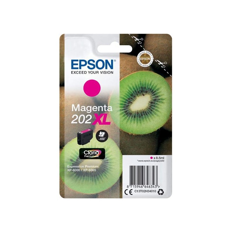 EPSON ink bar Singlepack "Kiwi" Magenta 202XL Claria Premium Ink 8,5 ml, BAR 650 stran