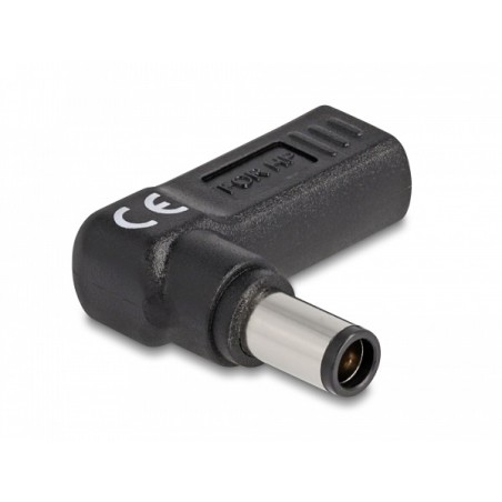 Delock Adaptér na kabel na nabíjení laptopu, ze zásuvky USB Type-C na zástrčku HP 7,4 x 5,0 mm, úhlový 90°