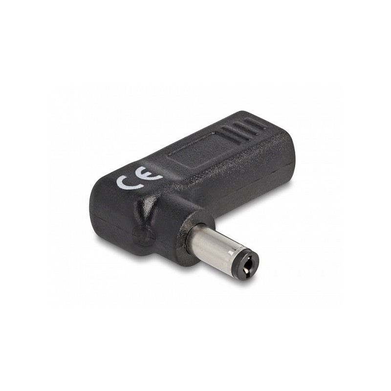 Delock Adaptér na kabel na nabíjení laptopu, ze zásuvky USB Type-C na zástrčku 5,5 x 2,1 mm, úhlový 90°