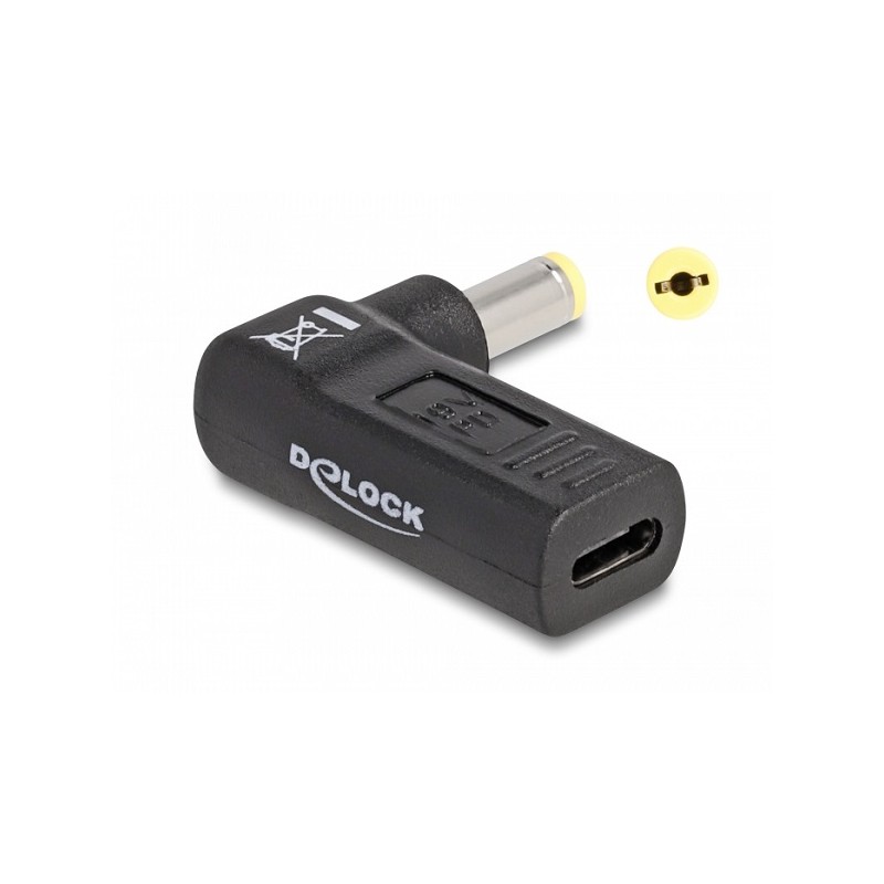 Delock Adaptér na kabel na nabíjení laptopu, ze zásuvky USB Type-C na zástrčku Acer 5,5 x 1,7 mm, úhlový 90°