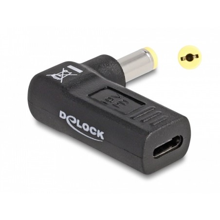 Delock Adaptér na kabel na nabíjení laptopu, ze zásuvky USB Type-C na zástrčku Acer 5,5 x 1,7 mm, úhlový 90°