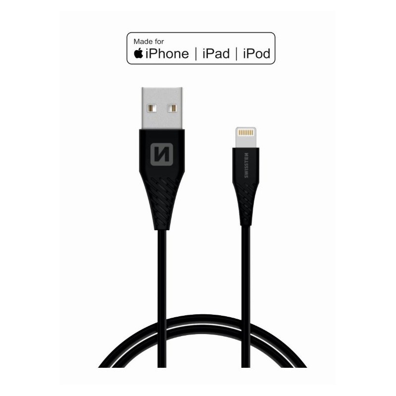 SWISSTEN DATOVÝ KABEL TPE USB / LIGHTNING MFi 1,2 M ČERNÝ
