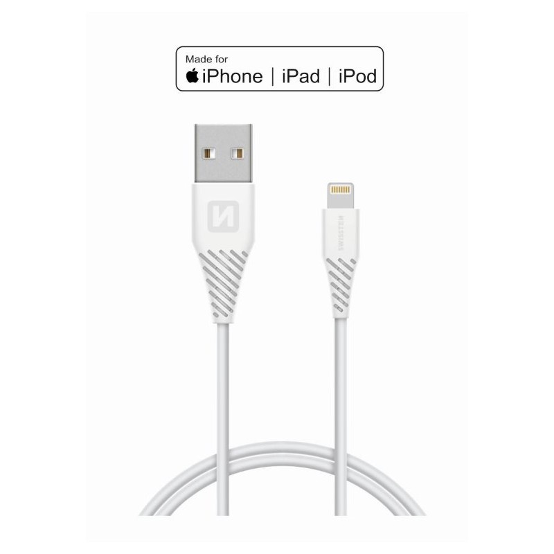 SWISSTEN DATOVÝ KABEL TPE USB / LIGHTNING MFi 1,2 M BÍLÝ